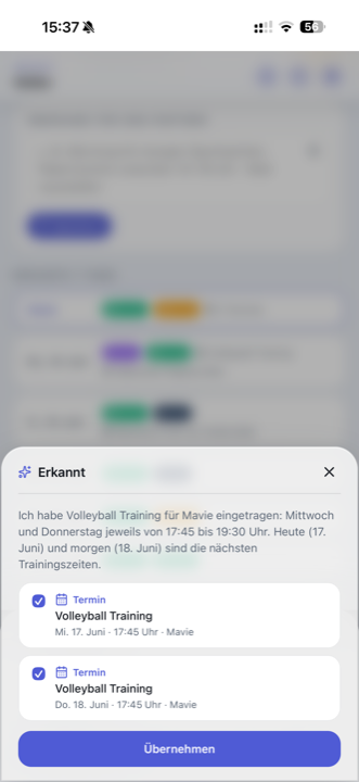 KI erkennt aus einem Satz die passenden Termine